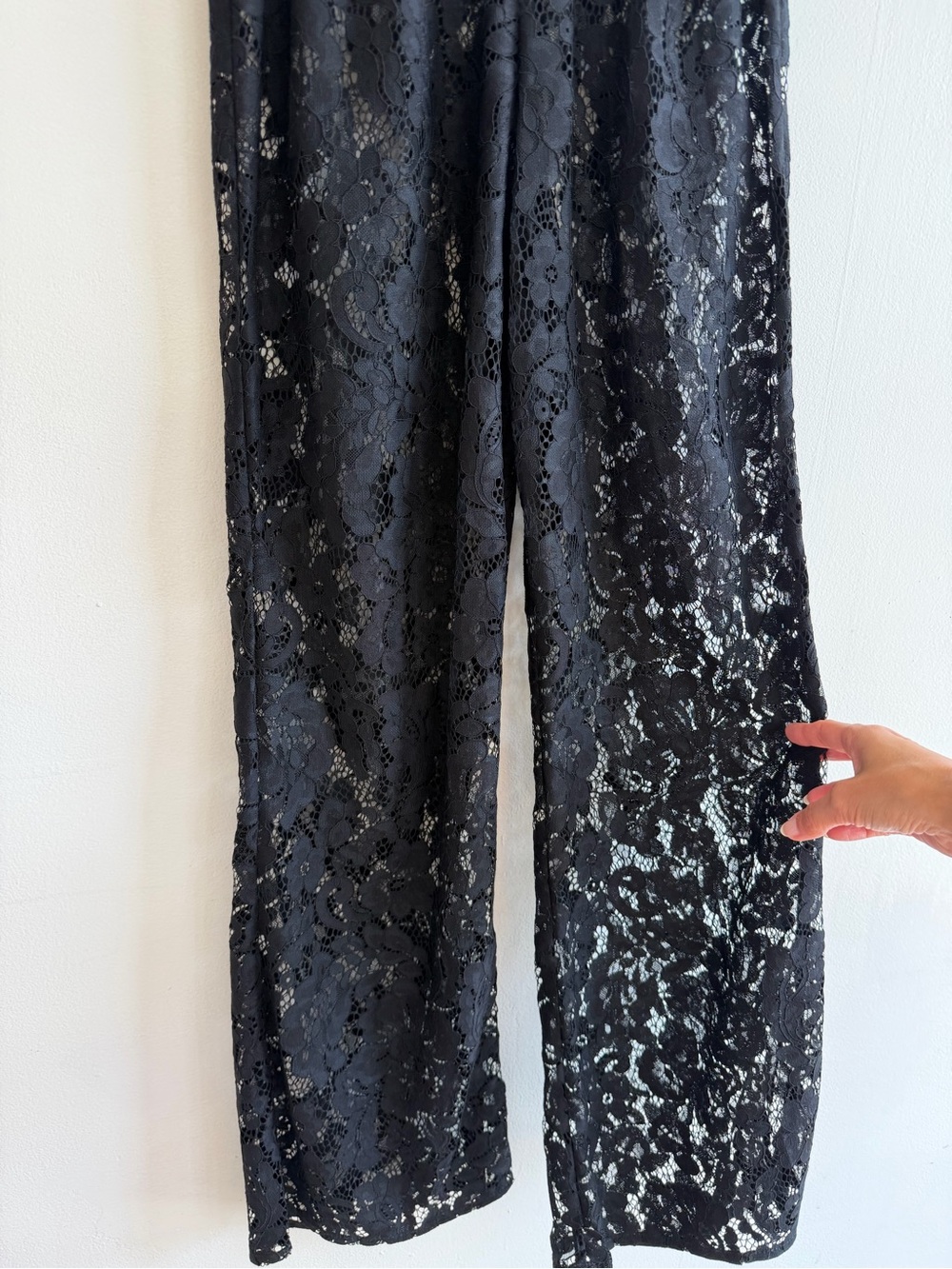 A Bronze Age Sheer Black Lace Wide-Leg Pants - Picture 3 of 4